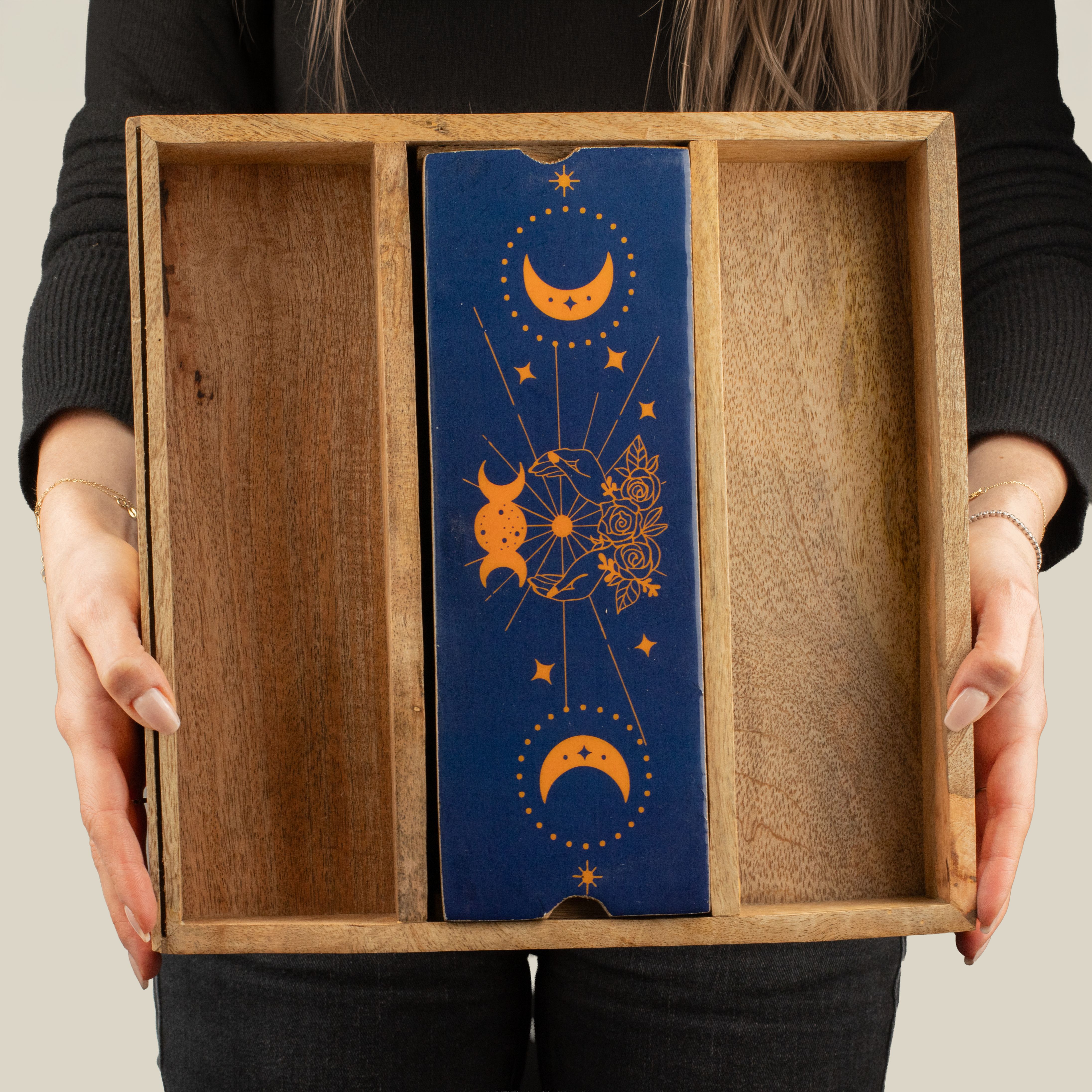 Blue Moon Phases Tarot Tray with Card Holder