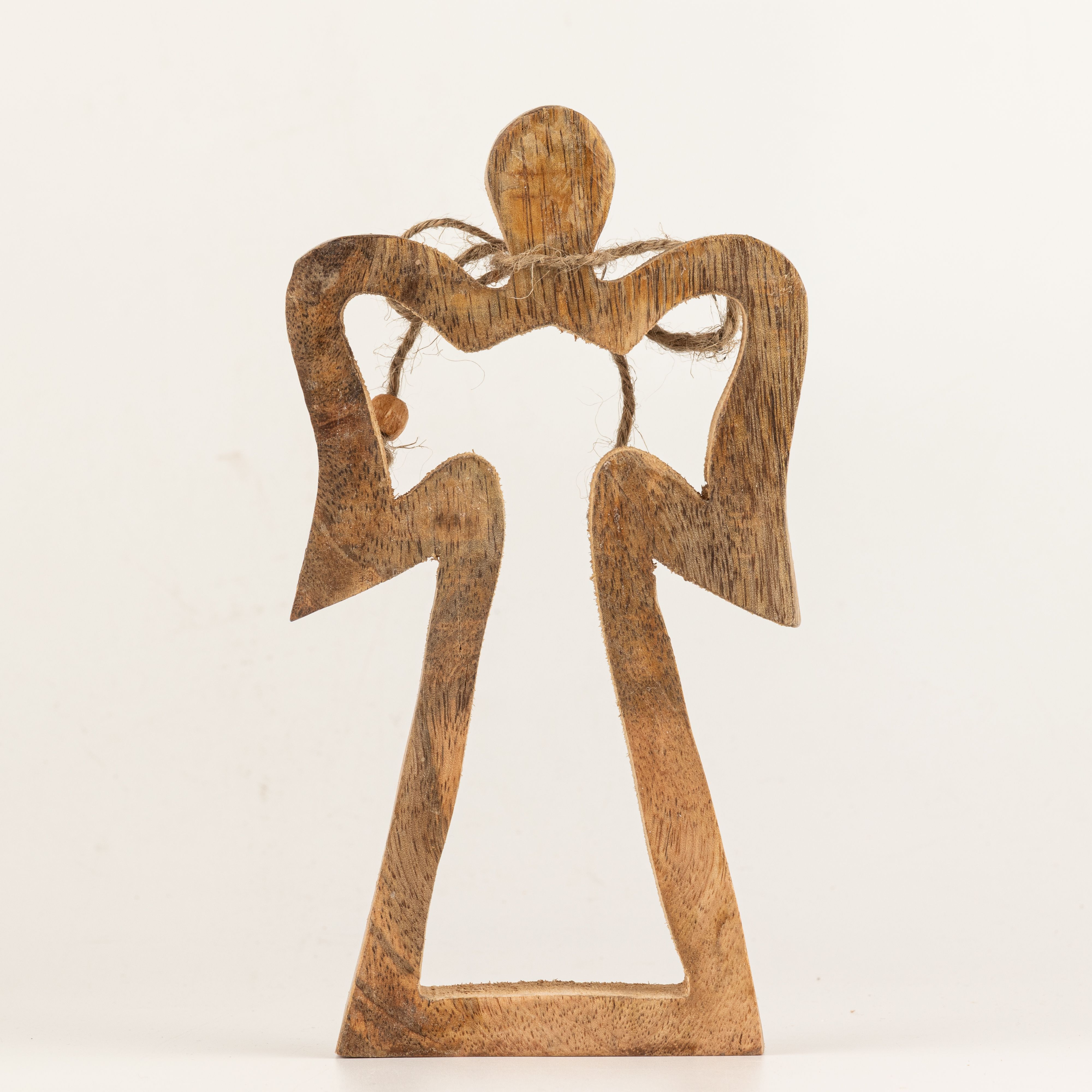 Med Mango Wood Halo Angel - White Enamel