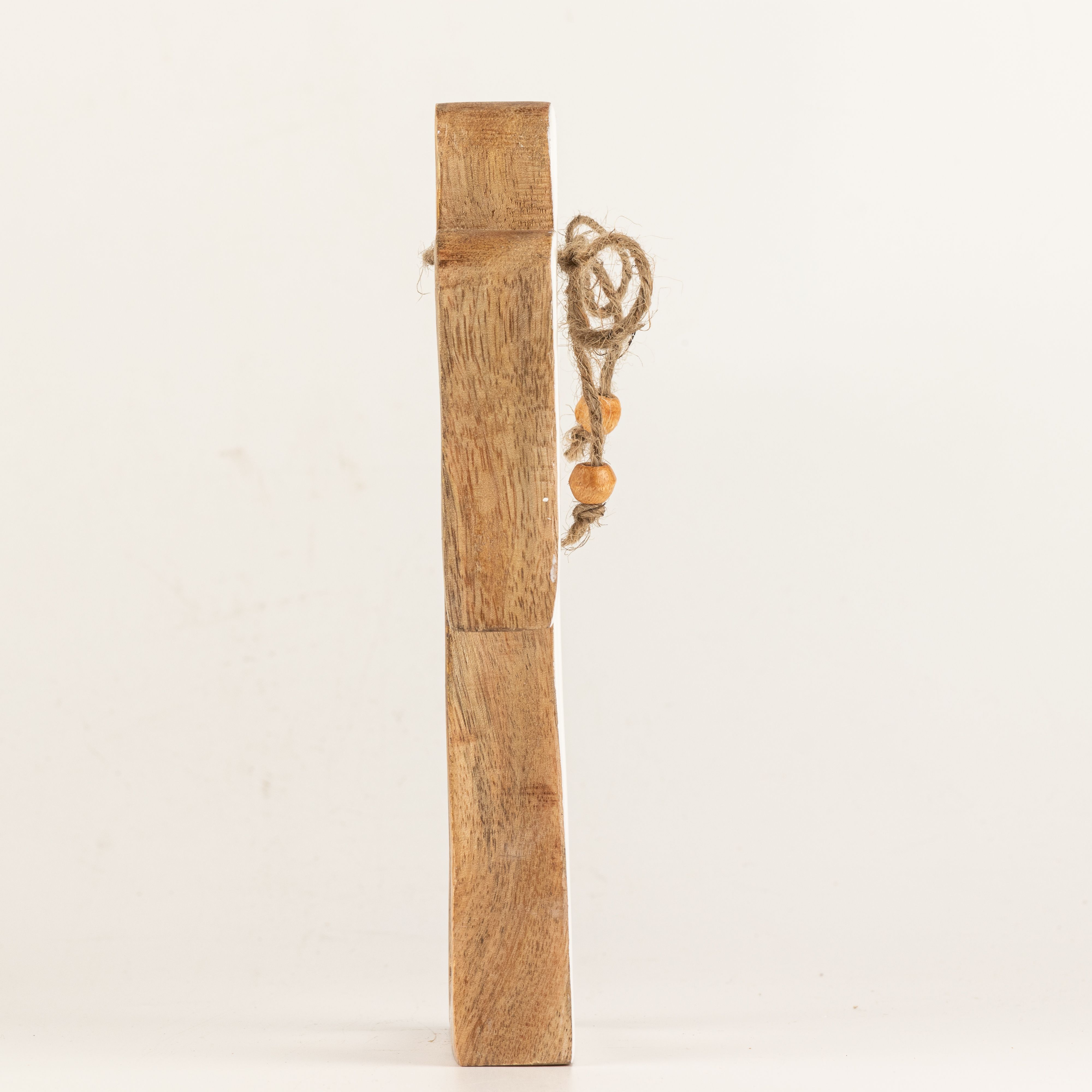 Med Mango Wood Halo Angel - White Enamel