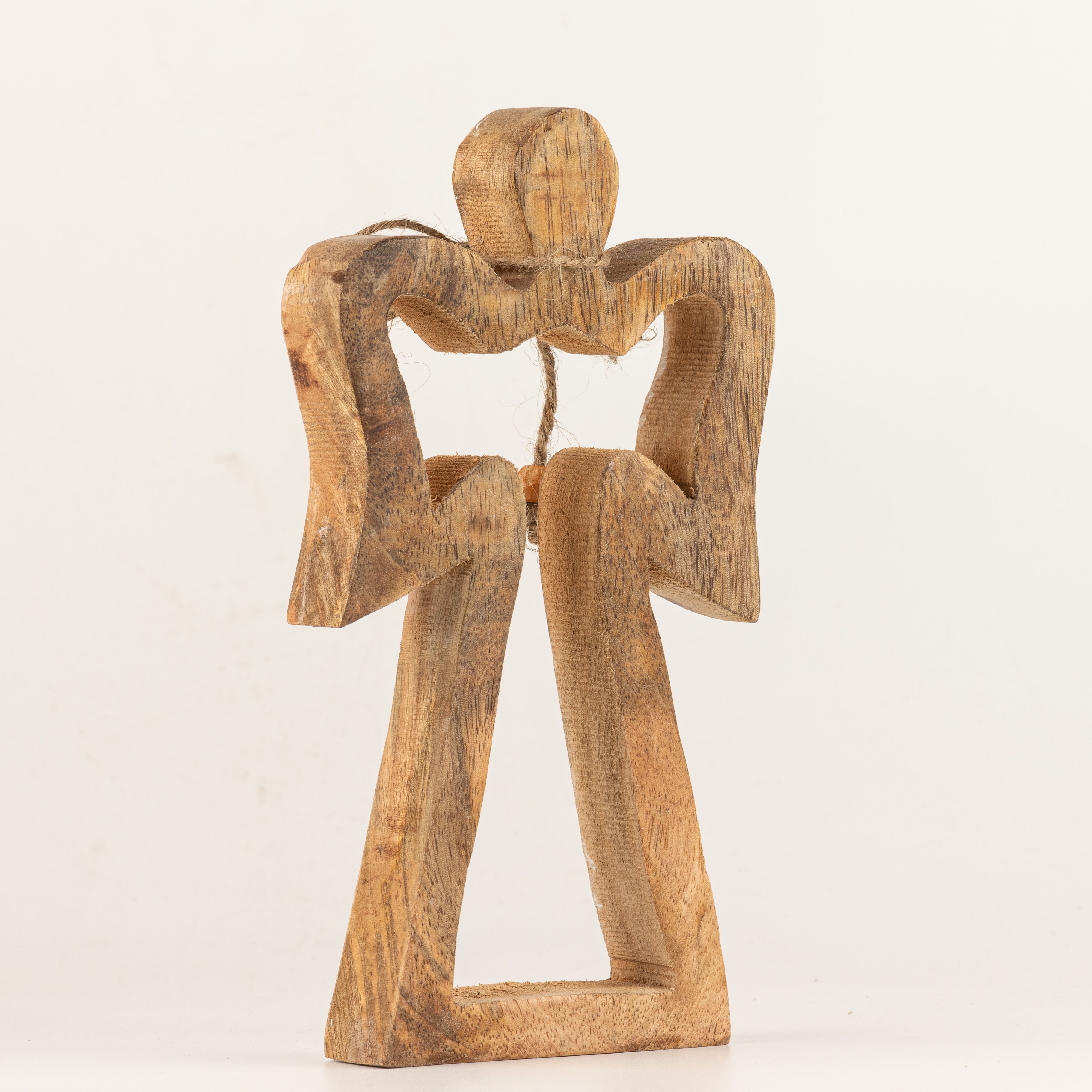 Med Mango Wood Halo Angel - White Enamel