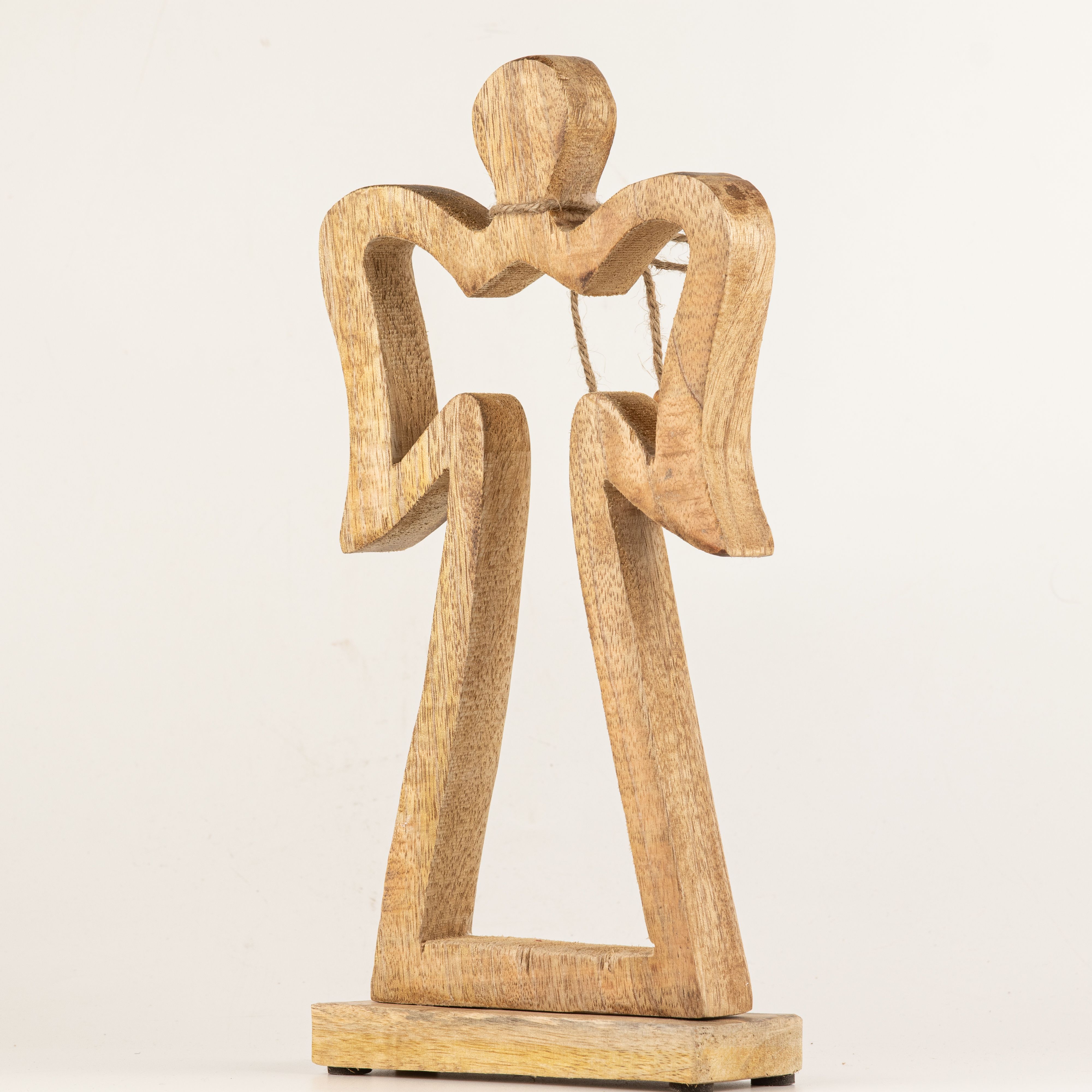 Large Mango Wood Halo Angel - White Enamel