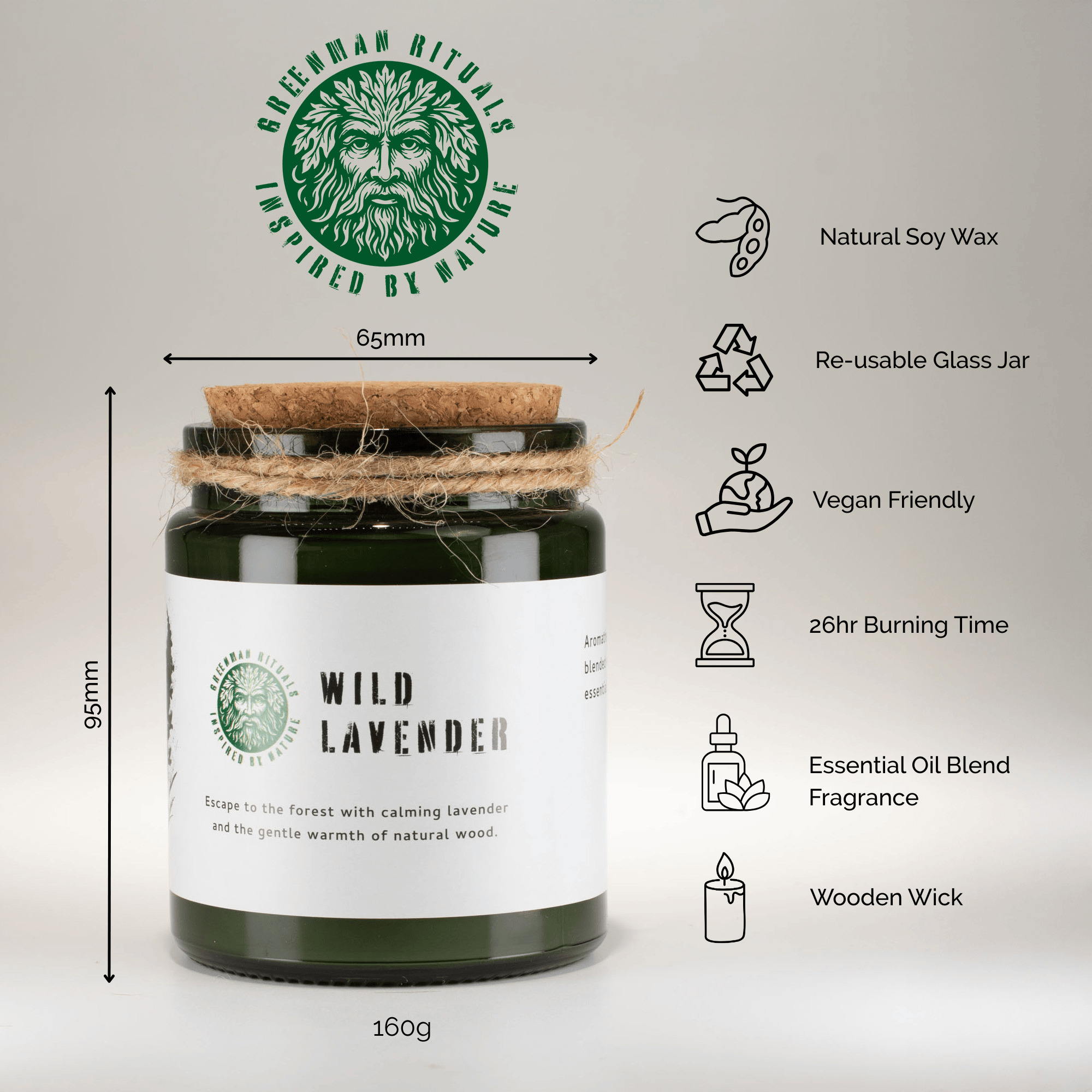 Greenman Woodwick Soy Candle - Midnight Rose