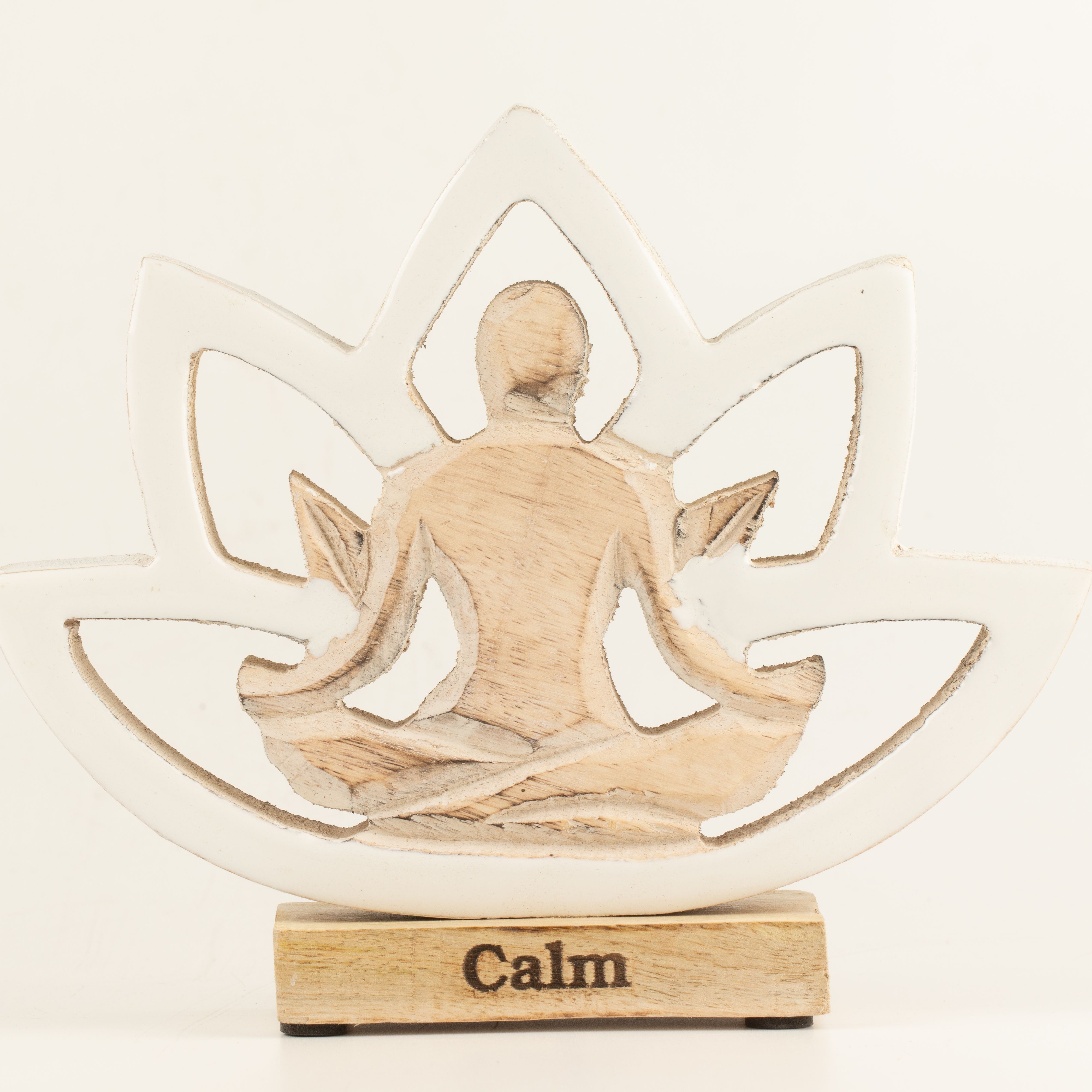 Wooden Yoga Lady - Lotus Flower - Cream - Calm
