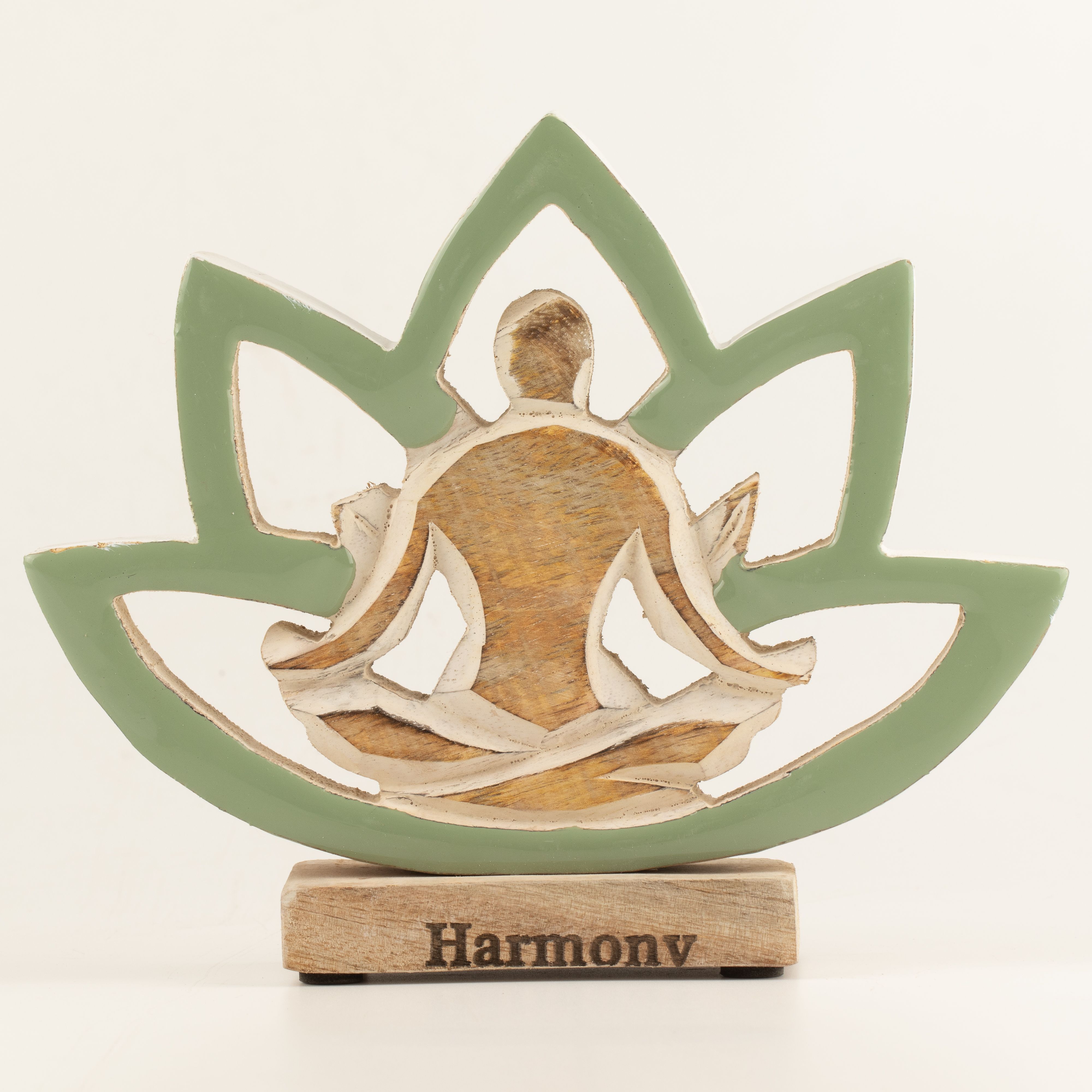 Wooden Yoga Lady - Lotus Flower - Sage - Harmony