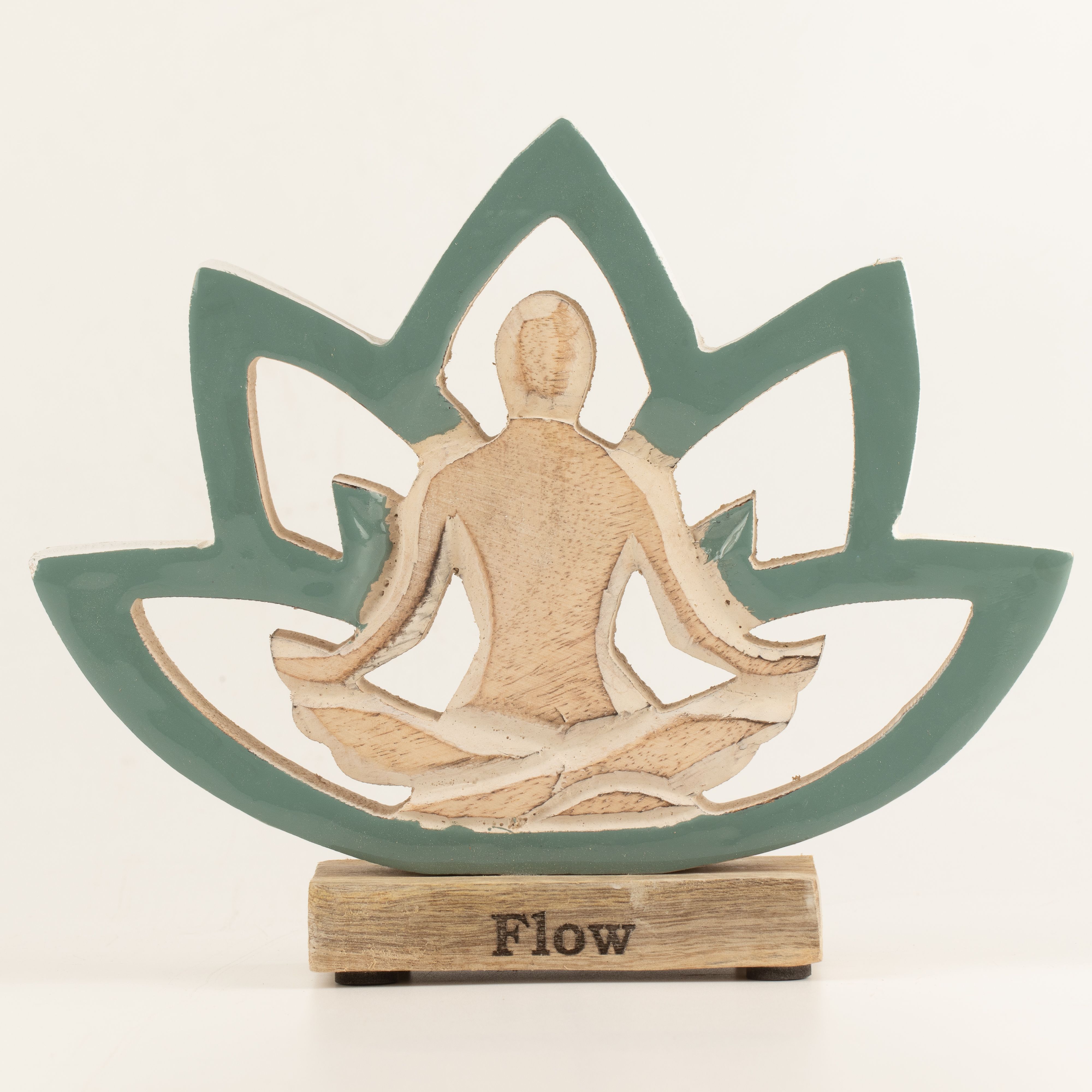 Wooden Yoga Lady - Lotus Flower -Teal - Flow