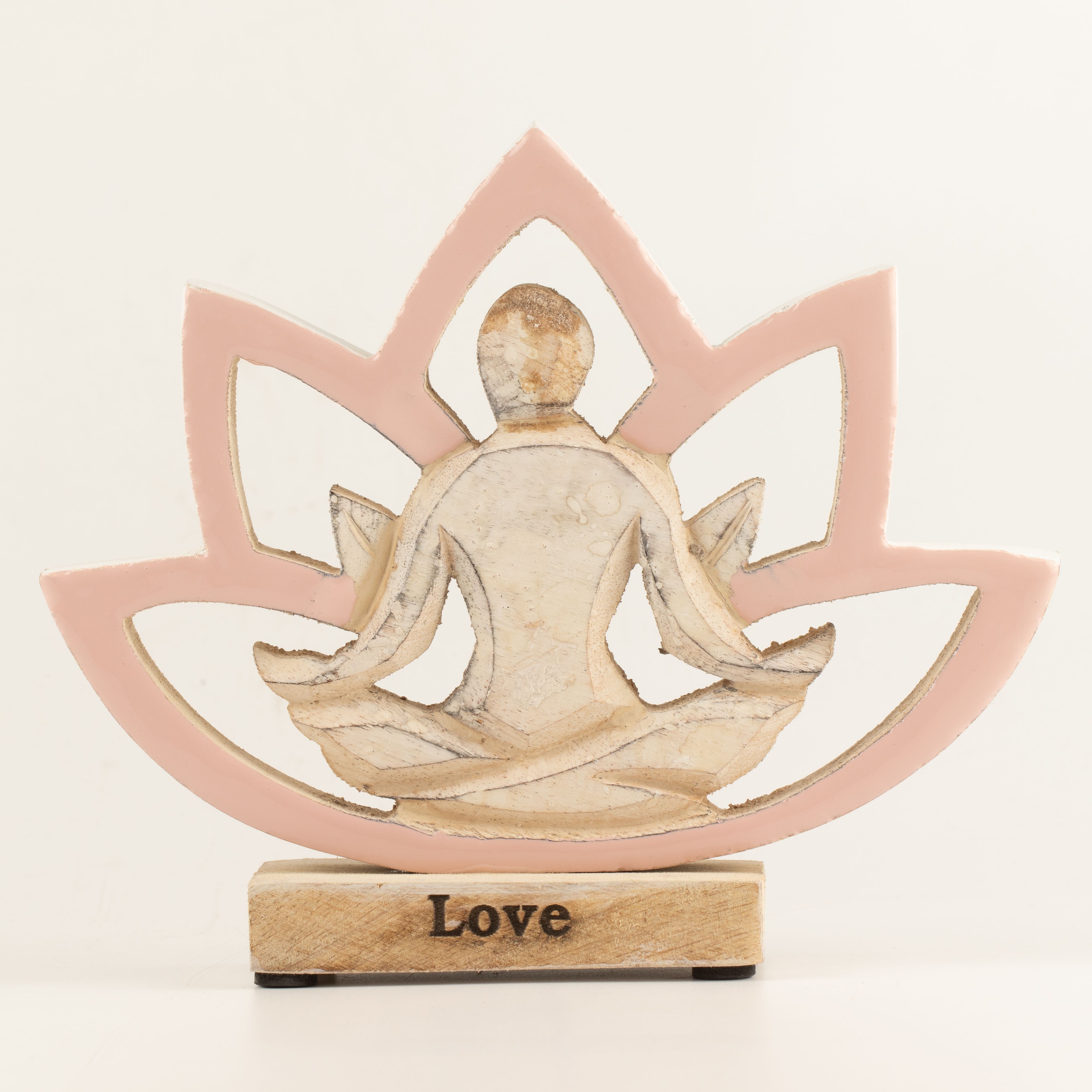 Wooden Yoga Lady - Lotus Flower - Dusty Pink - Love