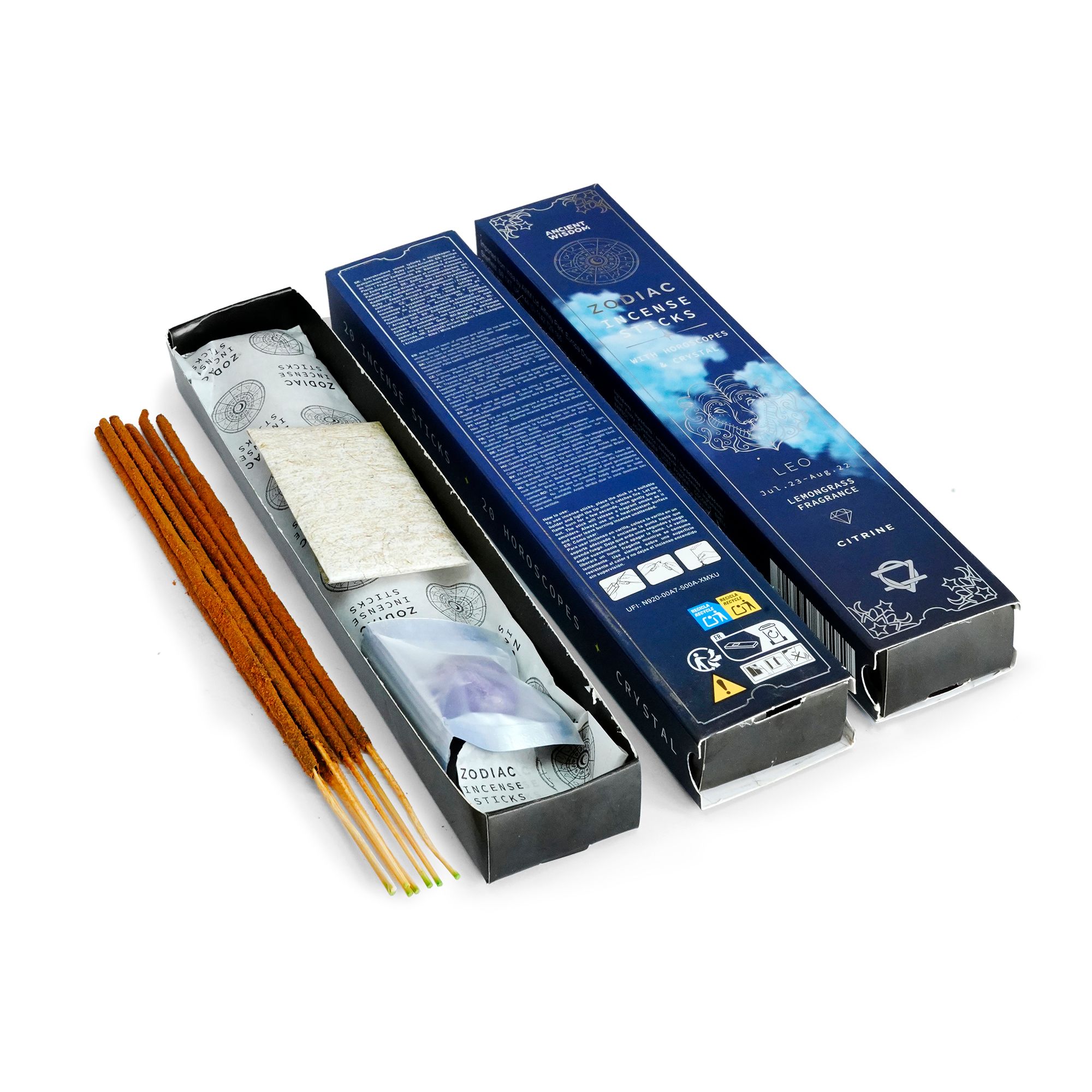 Lemongrass Zodiac Gemstone Crystal Incense -  Leo