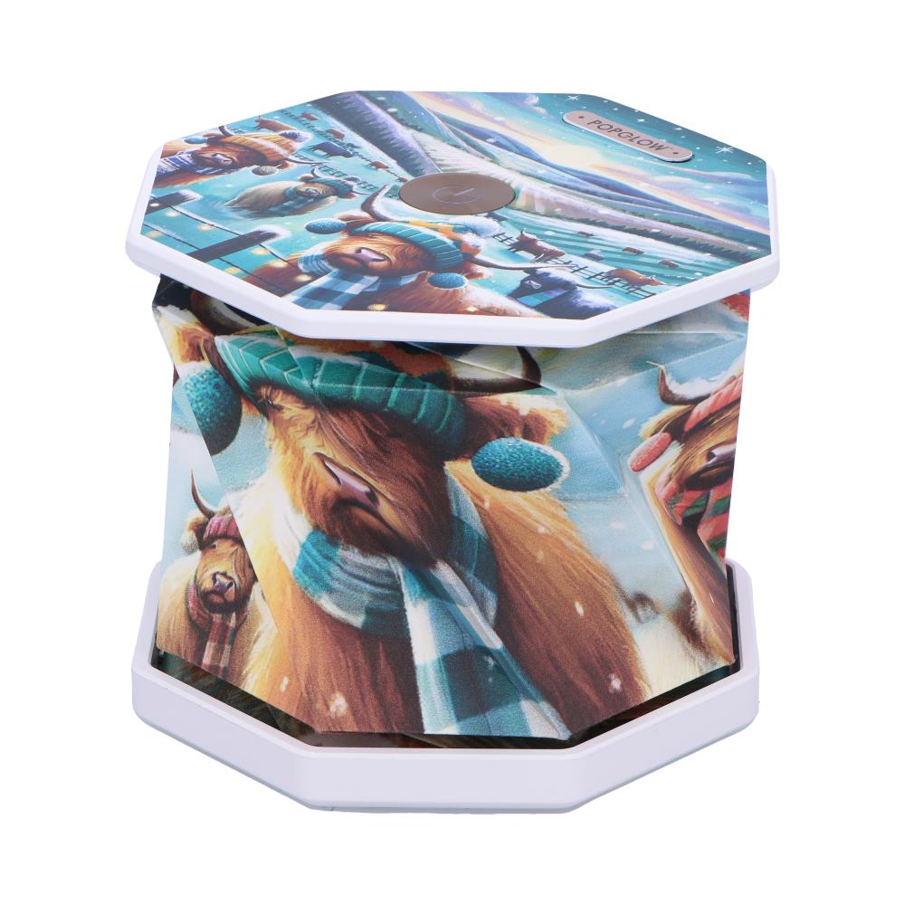 Winter Highland Cows Foldable Lamp 21cm