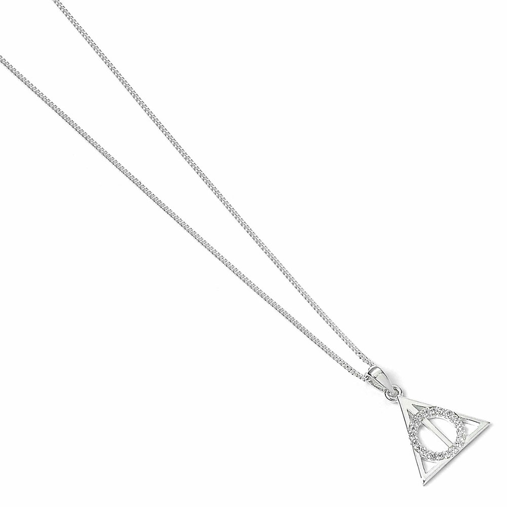 Harry Potter Sterling Silver Deathly Hallows Crystal Necklace