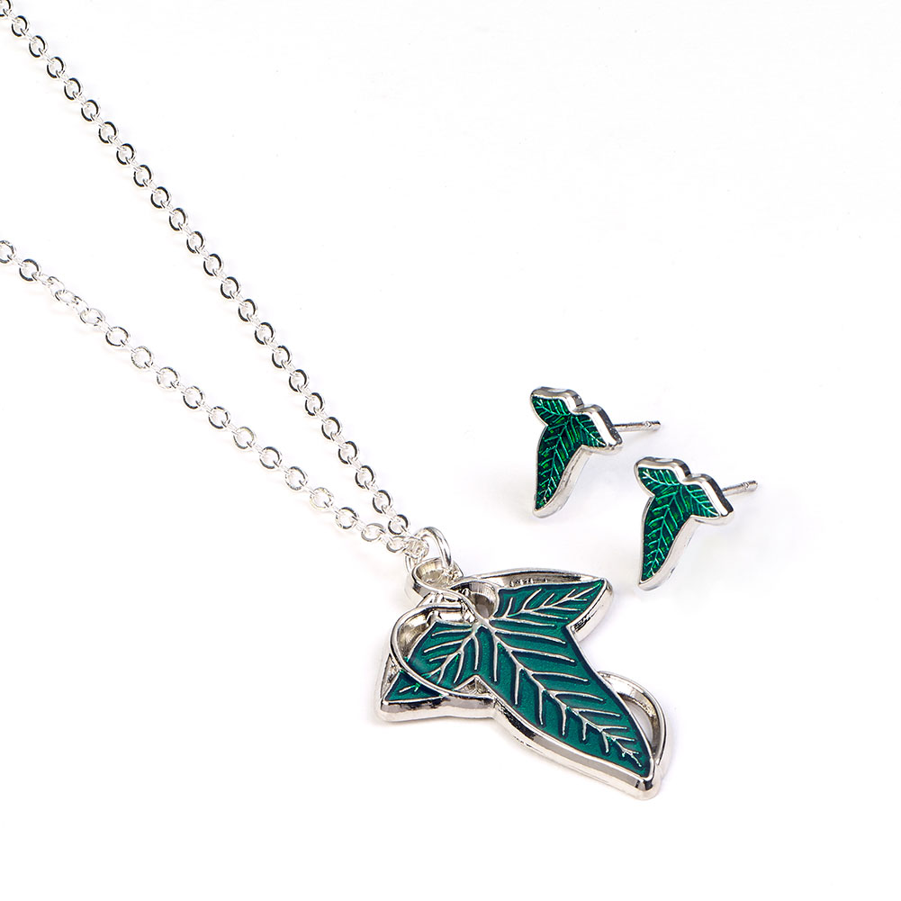 The Lord Of The Rings Leaf Of Lorien Necklace & Earrings Gift Box