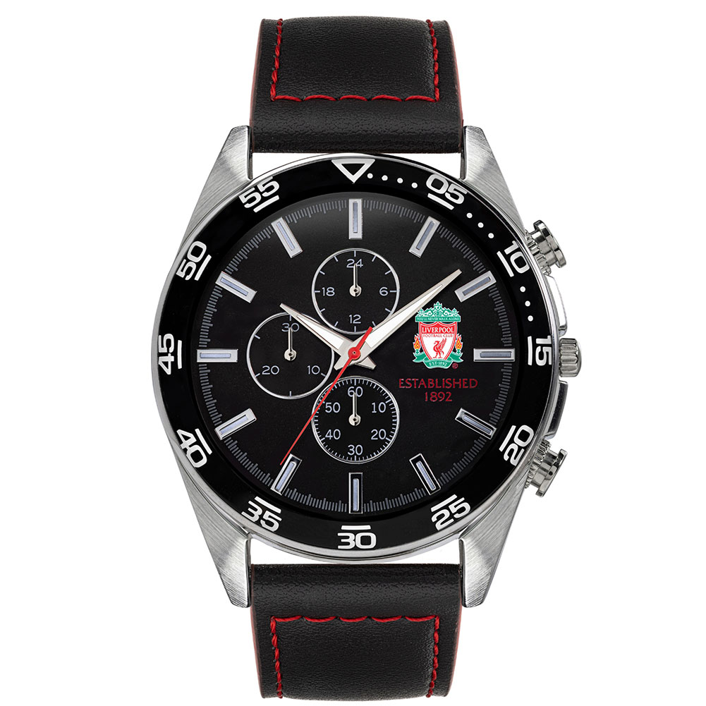 Liverpool FC Mens Leather Strap Chronograph Watch